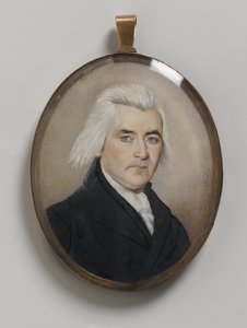 Portrett av en herre (wc på elfenben i metall og glass medaljon) av English School