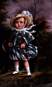 Portrett av barn med en svart hund, ca. 1830 av English School
