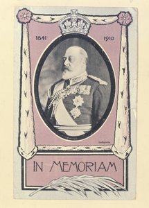 Postkort til minne om Edward VIIs død, ca. 1910 av English School