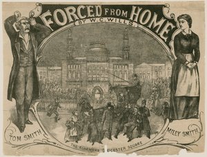 Plakat for Forced from Home av W C Wills, Alhambra, Leicester Square, London