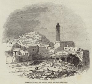 Powder Magazine i Alger, etter den sene eksplosjonen (gravering) av English School