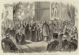 Presentasjon av City of Londons frihet til Garibaldi på Guildhall av English School