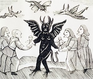 Presenting Children to the Devil, kopi av en illustrasjon fra The Witch of the Woodlands brukt i en samling kapittelbøker om esoterica av English School