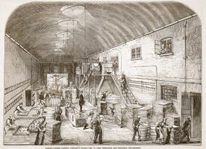 Priser Patent Candle Companys Works, No.1: The Spreading and Stripping Department, fra The Illustrated London News, 1849 av English School