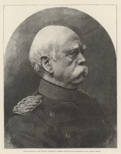 Prins Bismarck, avdøde prøyssiske utenriksminister og kansler for det tyske riket (gravering) av English School
