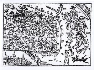 Prins Rupert (1619-82) gjemmer seg i en bønneåker i slaget ved Marston Moor 2. juli 1644 av English School