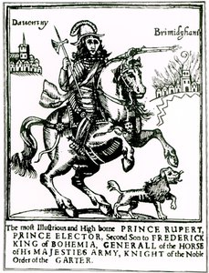 Prins Rupert til hest (gravering) (bw-bilde) av English School