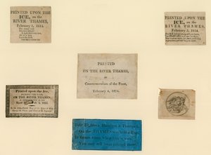 Trykte suvenirer fra frostmessen i 1814 av English School
