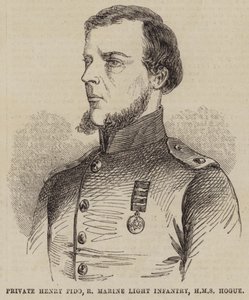 Menig Henry Fido, Royal Marine Light Infantry, HMS Hogue (gravering) av English School