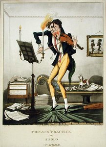 Private Practice or A Solo at Home, gravert av Henry Pyall (1795-1833), utgitt av Thomas McLean, London av English School