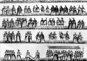 Prosesjon ved dåp av prins Arthur, sønn av Henry VII, gravert i 1782 av English School