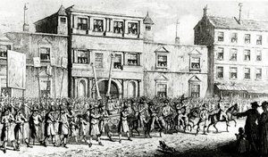 Prosesjon av 1741 i London hånende frimurere, 1843 av English School