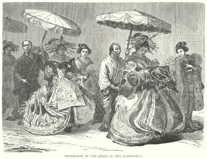 Joros-prosesjonen i Yoshiwara (gravering) av English School