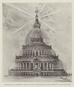 Professor Jan Zawiejskis foreslåtte vannpalass for Årets Paris-utstilling 1900 (litho) av English School