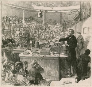 Professor Tyndall foreleste ved Royal Institution, 1870 av English School
