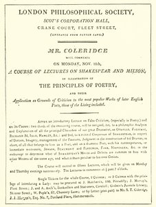 Program for Coleridges-forelesninger fra 1808 av English School