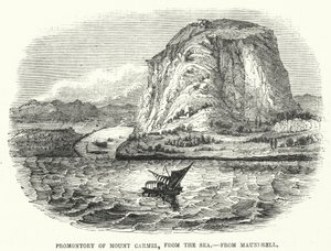Os av Mount Carmel, fra havet, fra Maundrell (gravering) av English School