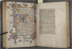 Psalter med Sarum brukskalender, Fol 40 verso 41 recto, ca. 1425-75 (blekk, maling og gull på vellum) av English School