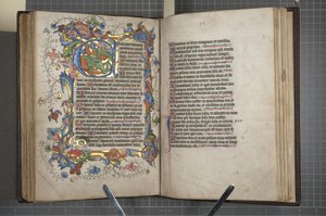 Psalter med Sarum brukskalender, Fol 72 verso fol 73 recto, c.1425-75 (blekk, maling og gull på vellum) av English School