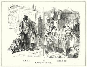 Punch tegneserie: Here and There, eller, Emigration a Remedy (gravering) av English School