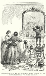 Punch tegneserie: Potichomania (kunsten å dekorere glass), utført av Master Tom i løpet av påskeferien (gravering) av English School