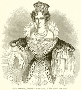 Dronning Adelaide, konsort av William IV, i sine kroningskåper av English School