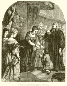 Dronning Anne berører unge Samuel Johnson for ondskapen av English School