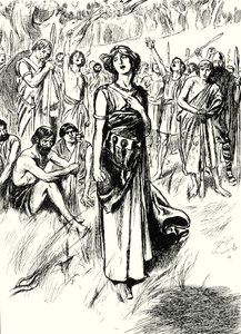 Dronning Boadicea og hennes soldater (litografi) av English School