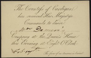 Königin Charlotte lädt Mrs. Damer ins Queen