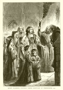 Dronning Elizabeth Wydville tar Sanctuary i Westminster, 1471