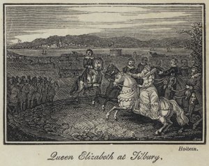 Dronning Elizabeth på Tilbury (gravering) av English School