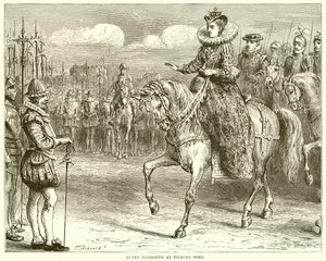 Dronning Elizabeth ved Tilbury Fort av English School
