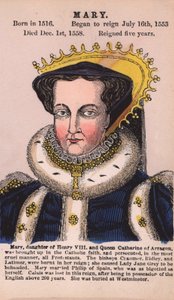 Queen Mary I (farget gravering) av English School
