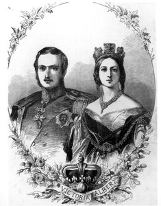 Dronning Victoria (1819-1901) og prins Albert (1819-61) gravert av W. Thomas, 1844 av English School