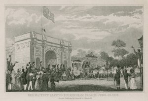 Dronning Victoria forlater Buckingham Palace 28. juni 1838 av English School