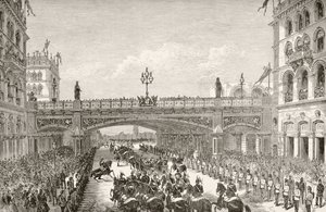 Dronning viktoriansk åpning av Holborn Viaduct i 1869, fra 