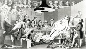 R. A.s of Genius som reflekterer over den sanne skjønnhetslinjen ved Life Academy Somerset House, utgitt av Sherwood, Jones & Co., 1824 av English School