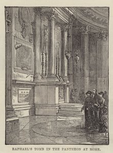 Rafaels grav i Pantheon i Roma (gravering) av English School