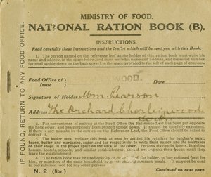 Rasjonsbok for William Pearson, Chorleywood, Hertfordshire, 1919 (trykk) av English School