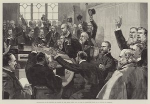 Gjenvalg av Parnell som leder av det irske partiet, 25. november 1890, i komitérom nr. 15, Underhuset av English School