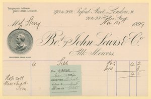 Kvittering fra John Lewis & Co., 14. november 1896 av English School