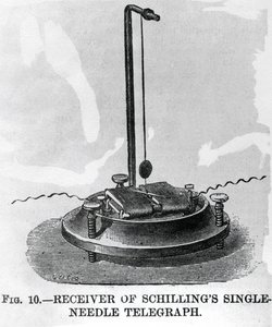 Mottaker av Schillings en-nåls telegraf (gravering) av English School