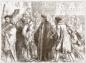 Mottakelse av John Huss i Nürnberg, illustrasjon fra The History of Protestantism av James Aitken Wylie (1808-1890), pub. 1878 av English School