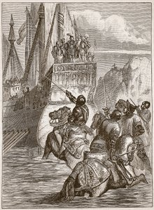 Mottakelse av keiser Sigismund, illustrasjon fra Cassells Illustrated History of England (sepiafoto) av English School