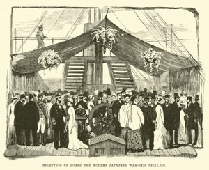 Mottak om bord på det moderne japanske krigsskipet Seiki, 1878 av English School
