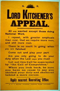 Rekrutteringsplakat - Lord Kitcheners appell, 1914-18