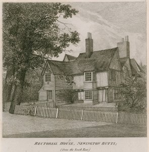 Rectorial House i Newington Butts, Southwark, London, fra sørøst av English School