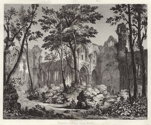 Rester av Nelley Abbey i Hampshire av English School
