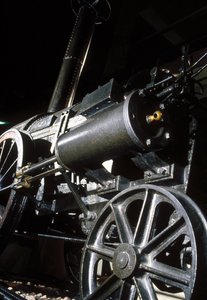 Rester av Stephensons Rocket, 1829 (metall) (detalj) av English School