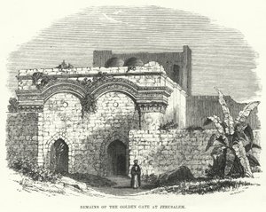 Rester av Golden Gate i Jerusalem (gravering) av English School